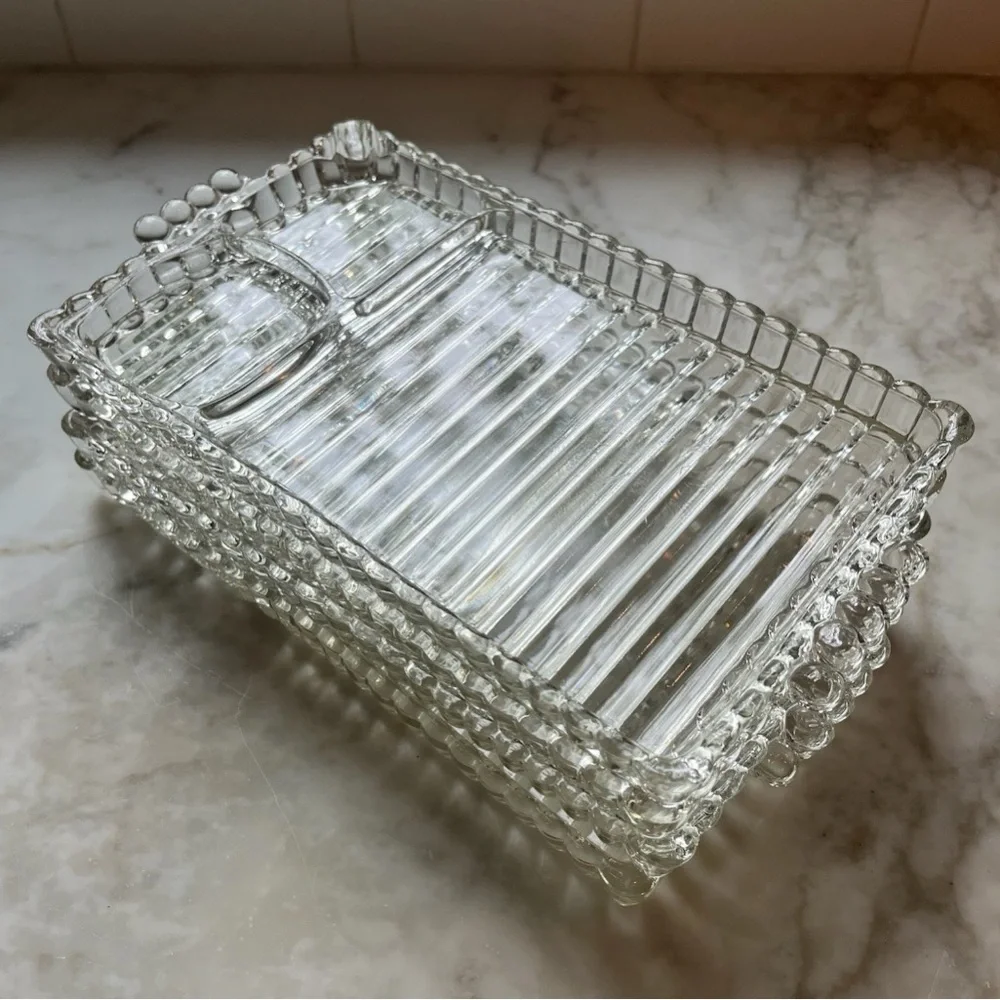 Vintage Bubble Glass Sectioned Organizer Tray